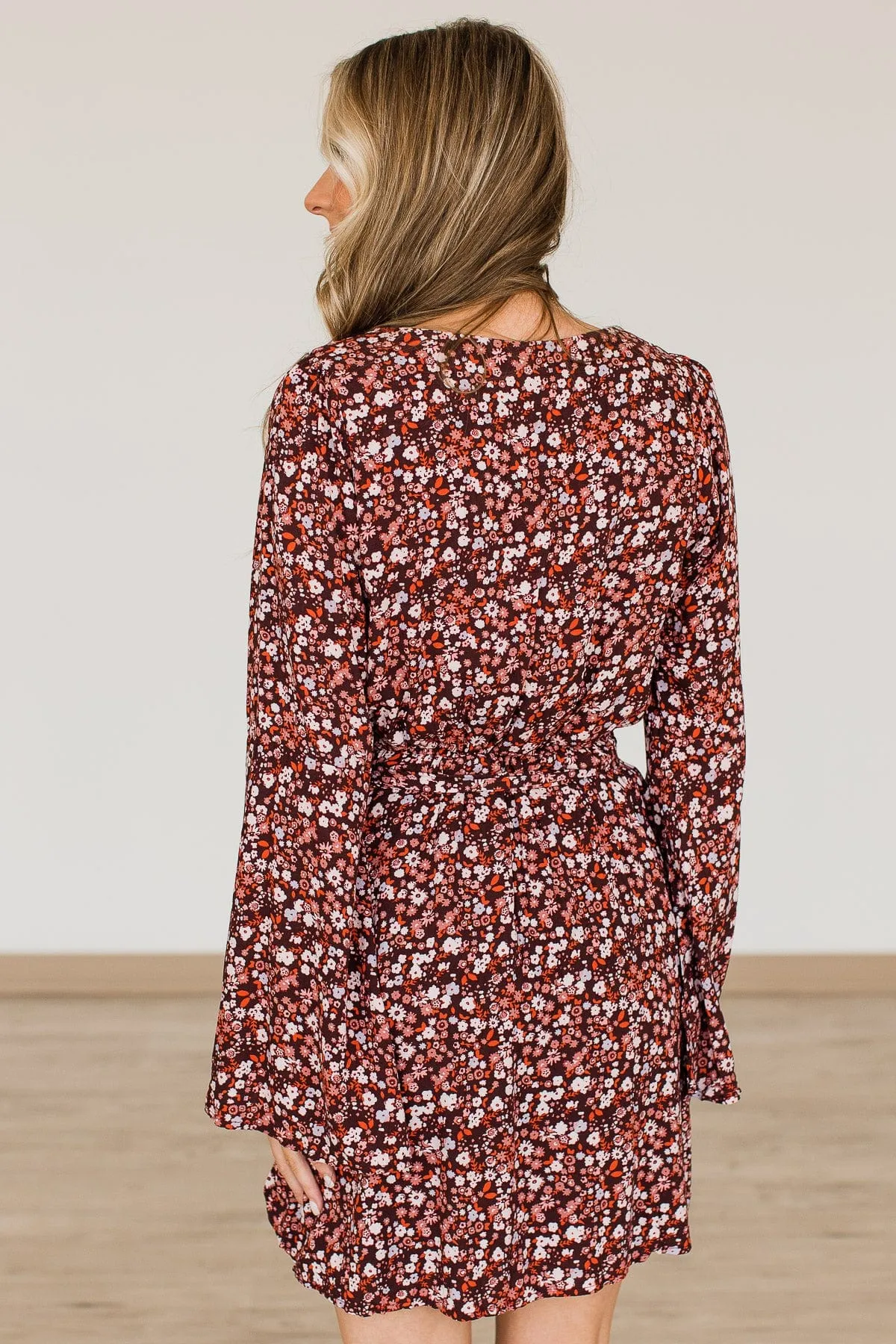 Live Your Dreams Floral Dress- Maroon