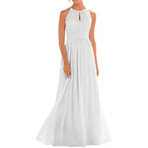 Long Bridesmaid Dresses Sleeveless Lace Party Gown Long Dress