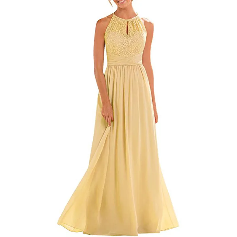 Long Bridesmaid Dresses Sleeveless Lace Party Gown Long Dress