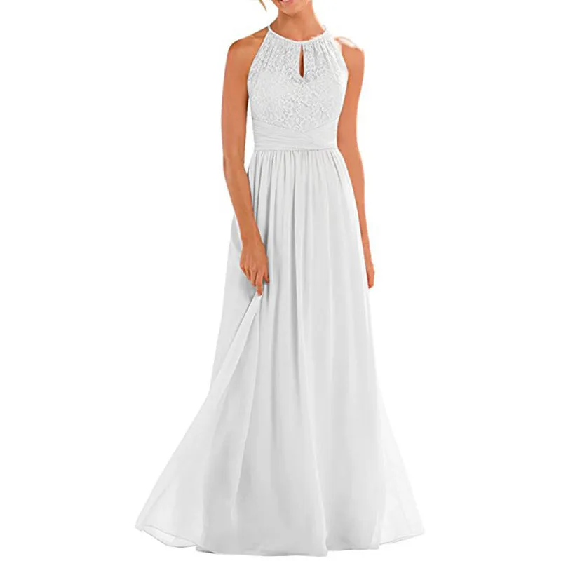 Long Bridesmaid Dresses Sleeveless Lace Party Gown Long Dress