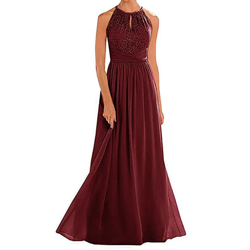 Long Bridesmaid Dresses Sleeveless Lace Party Gown Long Dress