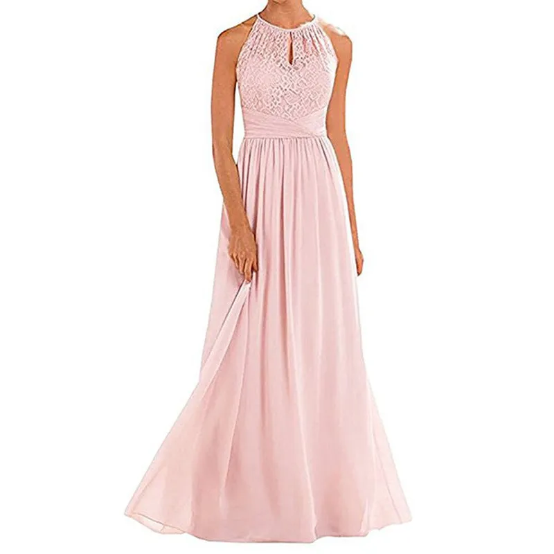 Long Bridesmaid Dresses Sleeveless Lace Party Gown Long Dress