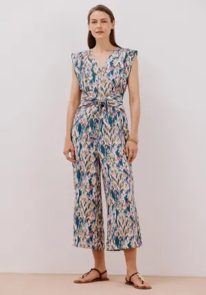 Long Jumpsuit With Knot Detail - Blue