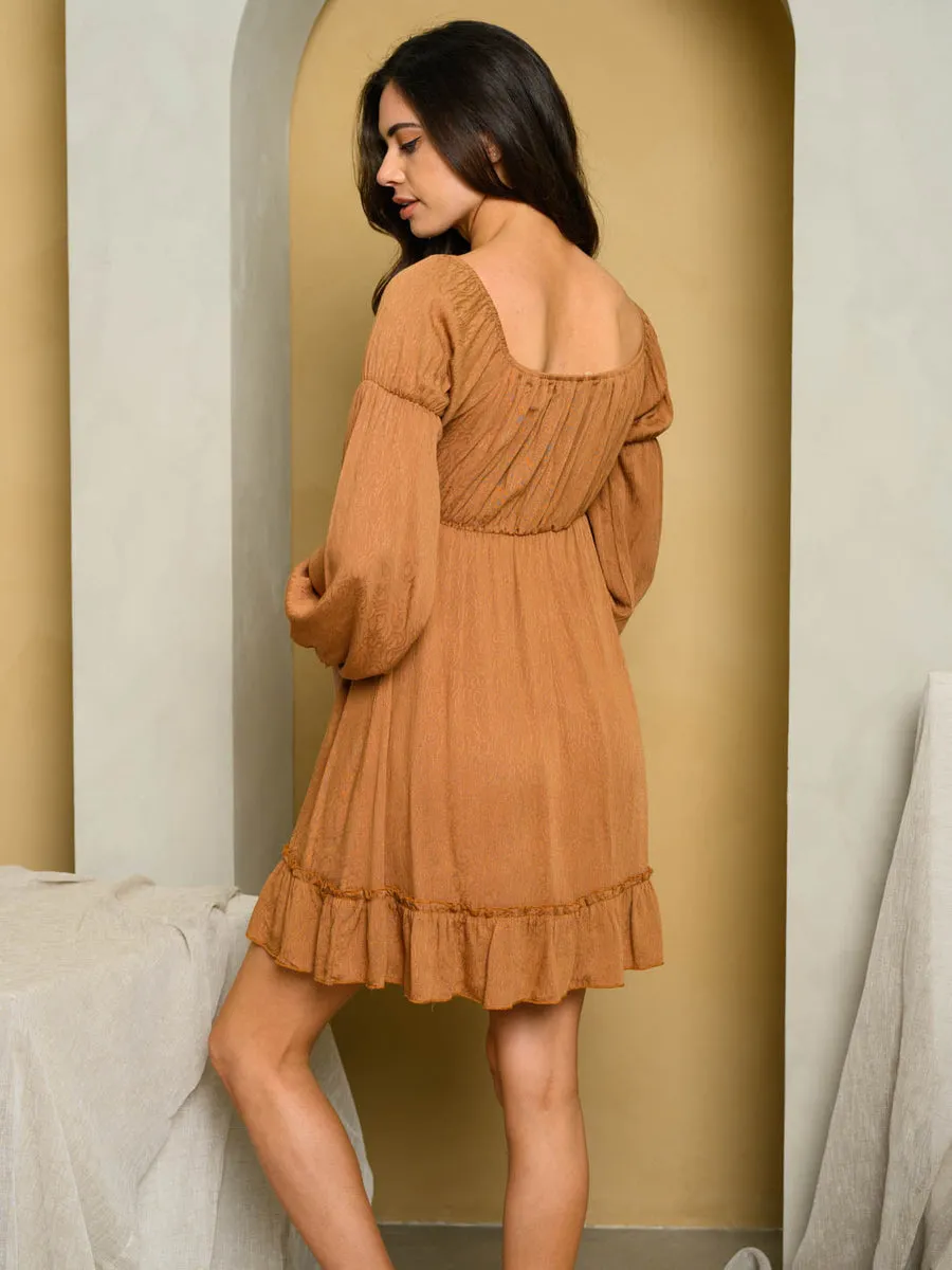LONG SLEEVE JACQUARD MINI DRESS