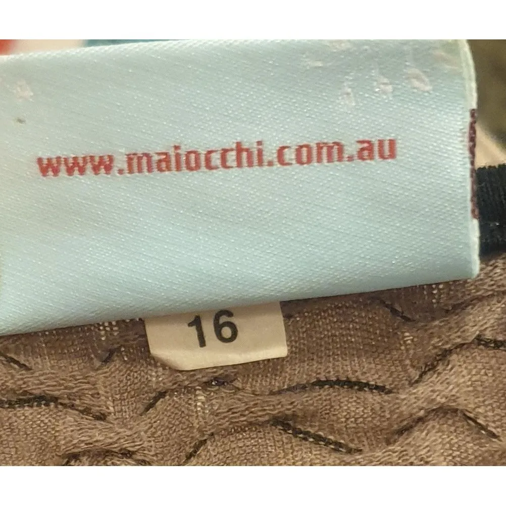 Maiocchi textured brown sleeveless maxi dress size 16