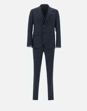 Manuel Ritz Midnight Blue Stretch Wool Suit
