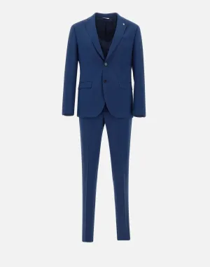 Manuel Ritz Stretch Wool Two Piece Suit in Blue