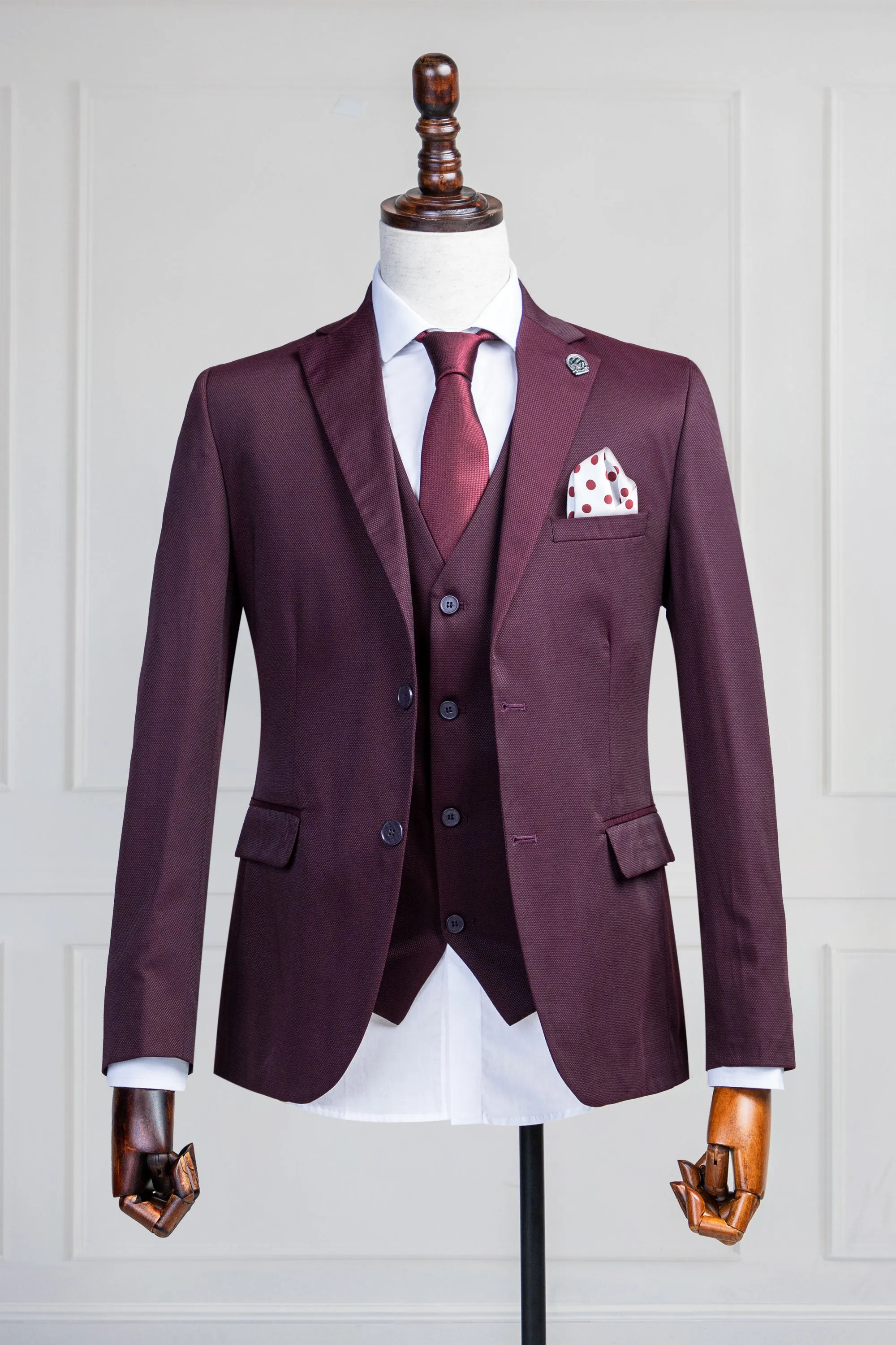 Maroon Three Piece Suit