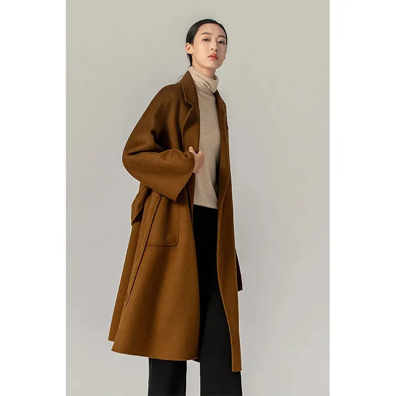 MAX Women’s Jacket – Autumn/Winter Water Ripple Double-Faced Wool Coat