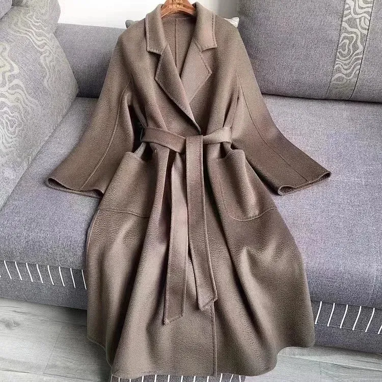 MAX Women’s Jacket – Autumn/Winter Water Ripple Double-Faced Wool Coat