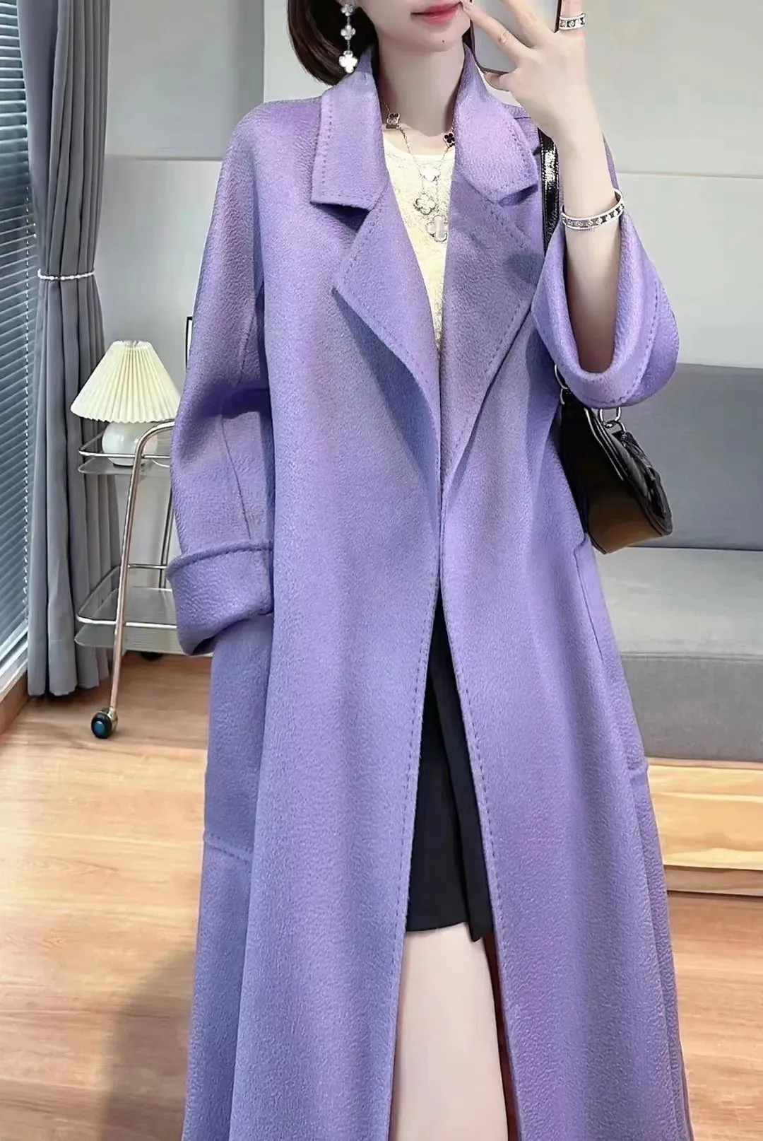 MAX Women’s Jacket – Autumn/Winter Water Ripple Double-Faced Wool Coat