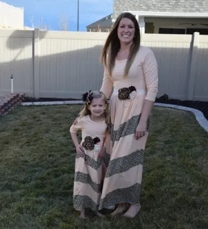 Maxi Dress Mommy - Peach w/Leopard