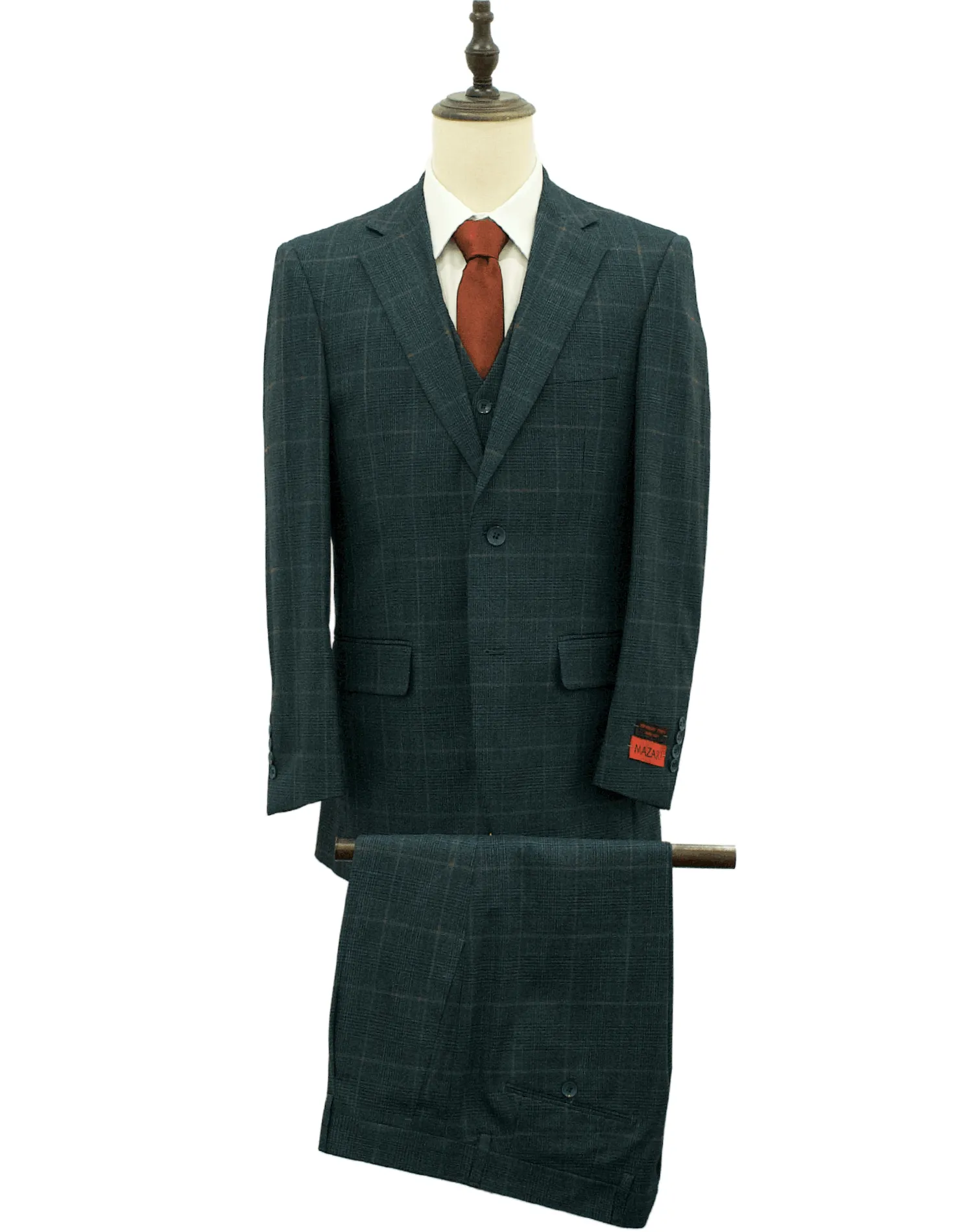 Mazari Modern Fit Vested Suit - Paris Hunter 2322