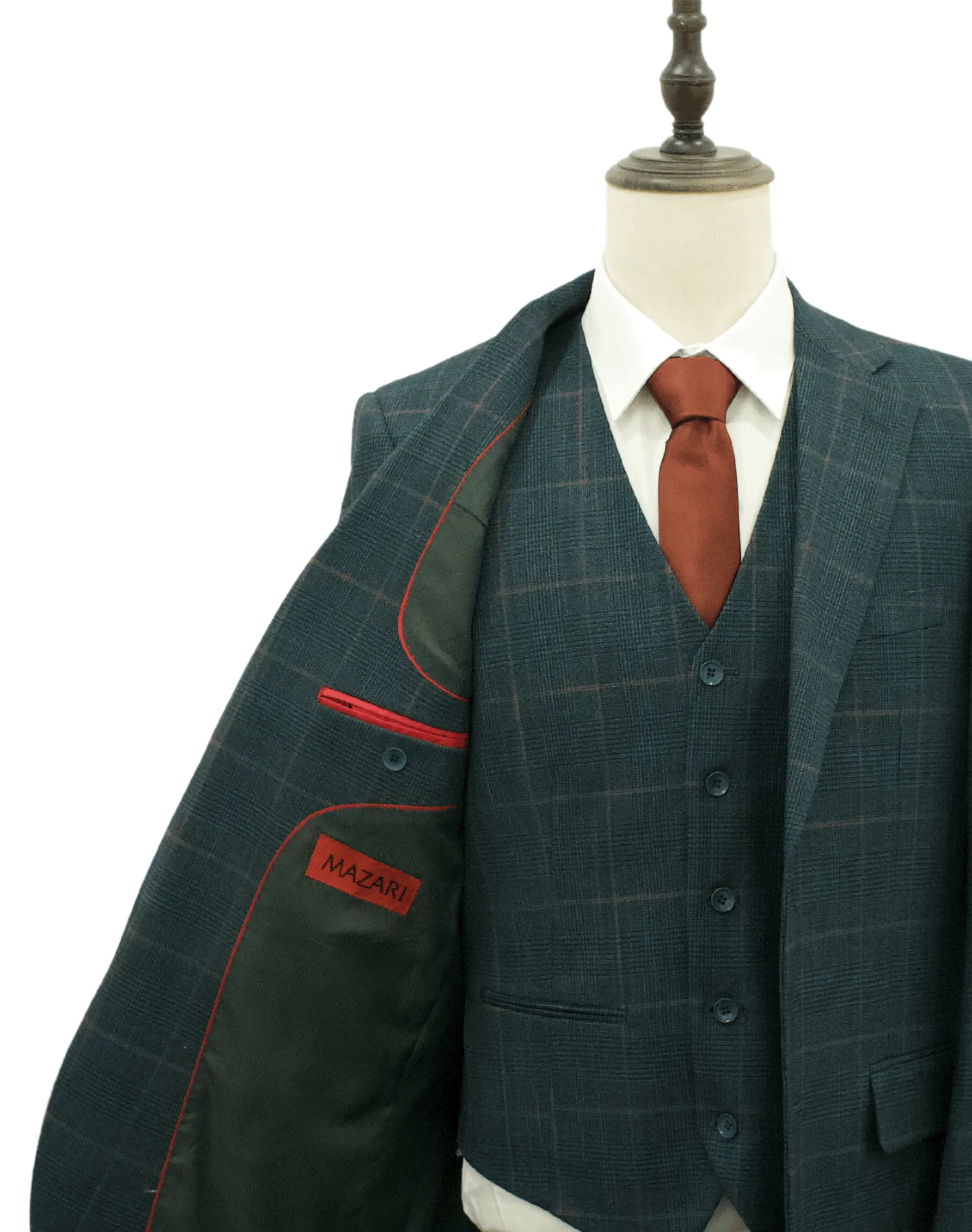 Mazari Modern Fit Vested Suit - Paris Hunter 2322