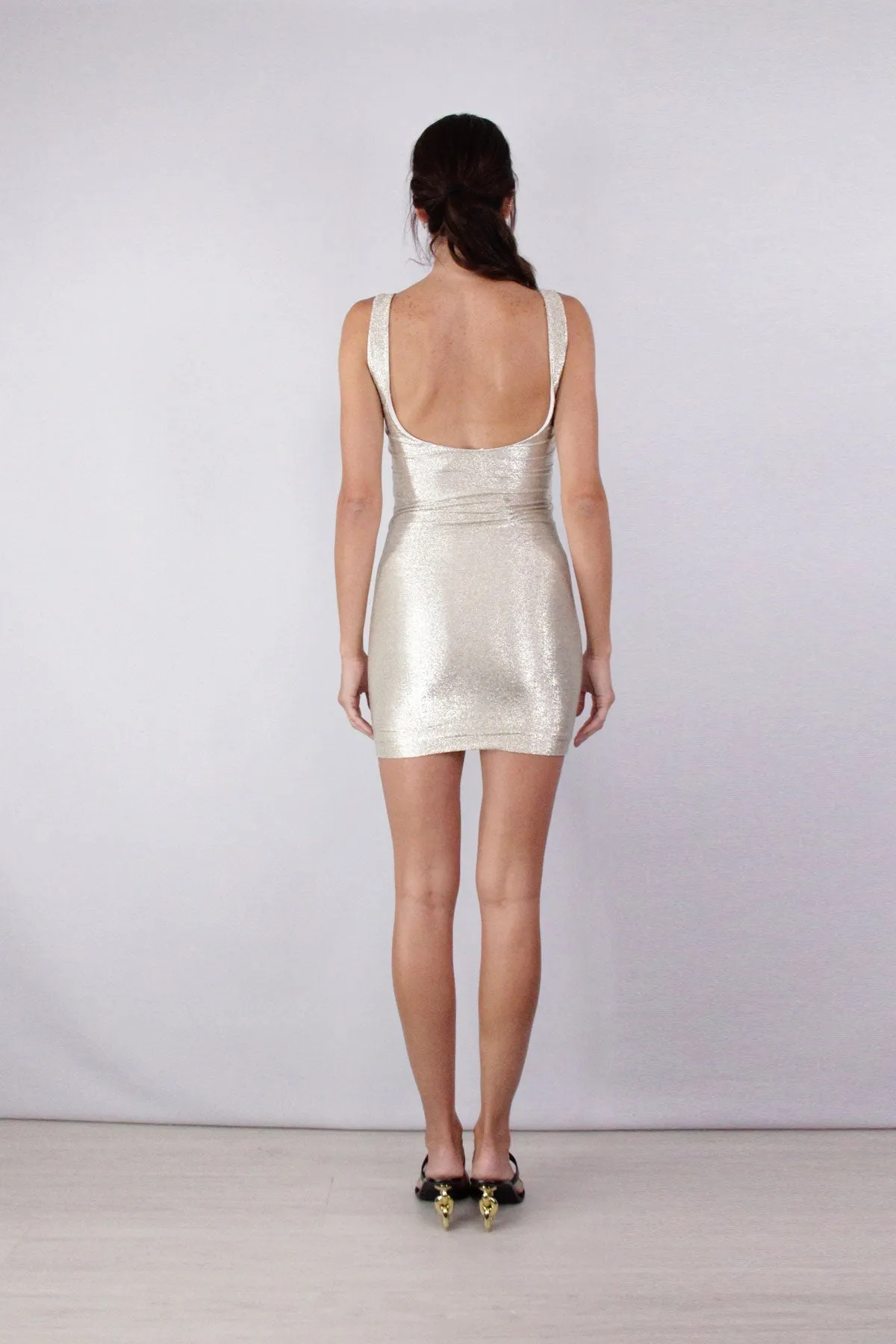Melun Lurex Mini Dress in Gold