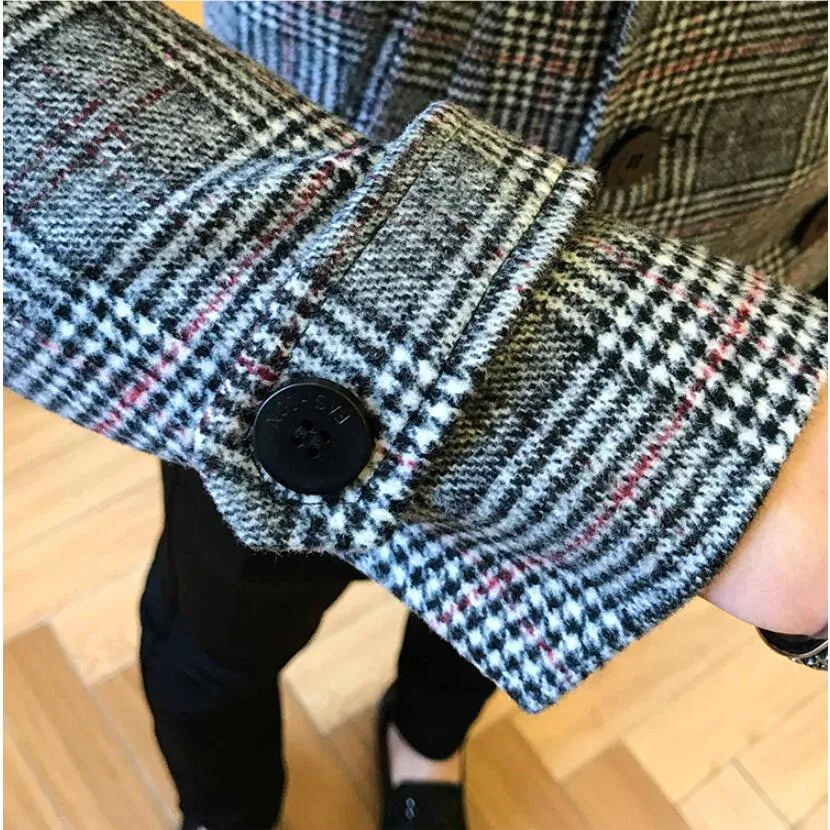Men High Quality Leisure plaid Woolen cloth