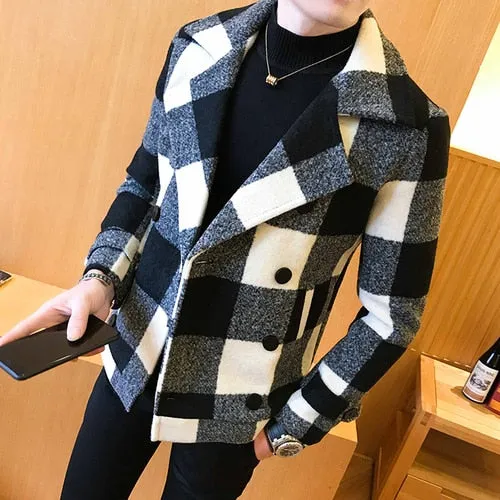 Men High Quality Leisure plaid Woolen cloth