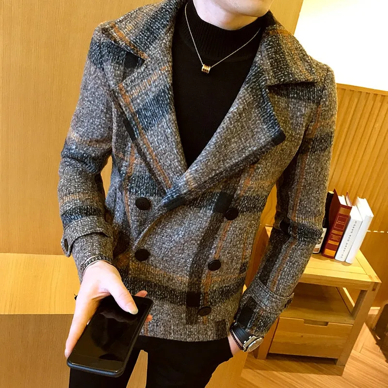 Men High Quality Leisure plaid Woolen cloth