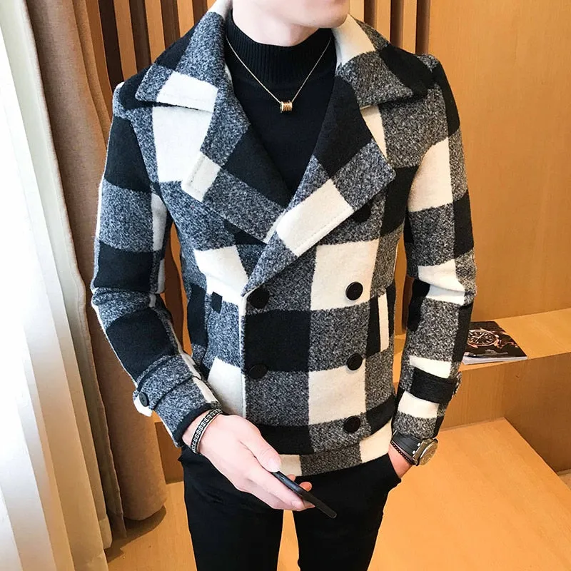Men High Quality Leisure plaid Woolen cloth