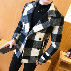 Men High Quality Leisure plaid Woolen cloth
