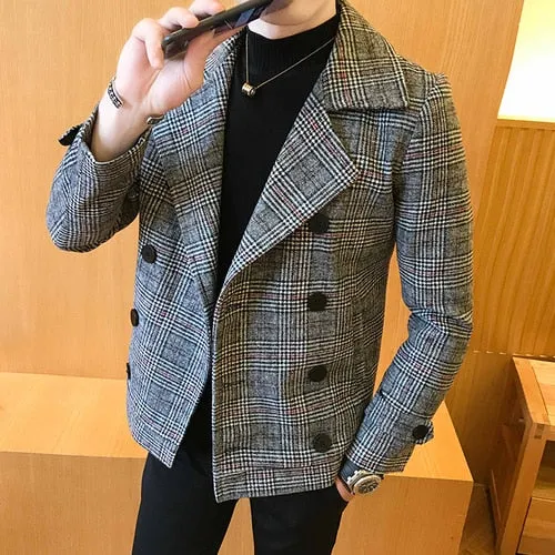 Men High Quality Leisure plaid Woolen cloth
