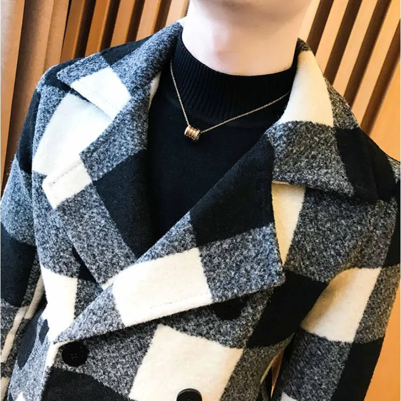 Men High Quality Leisure plaid Woolen cloth