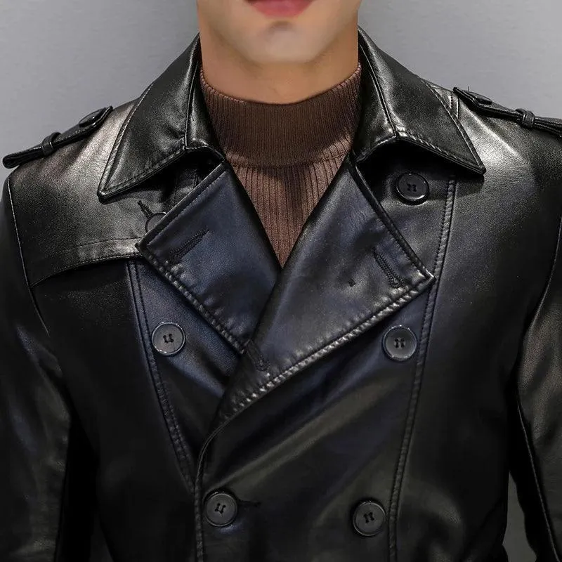 Men's Leather Trench Coat