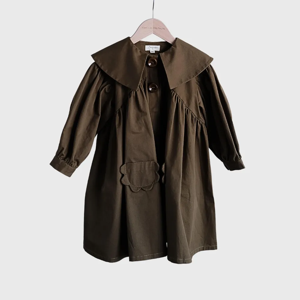 Mes Kids Des Fleurs Trench Coat, Olive Green