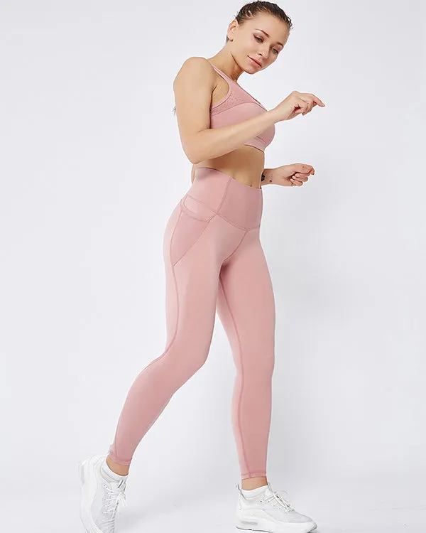Mesh Side Pockets High Waisted Leggings