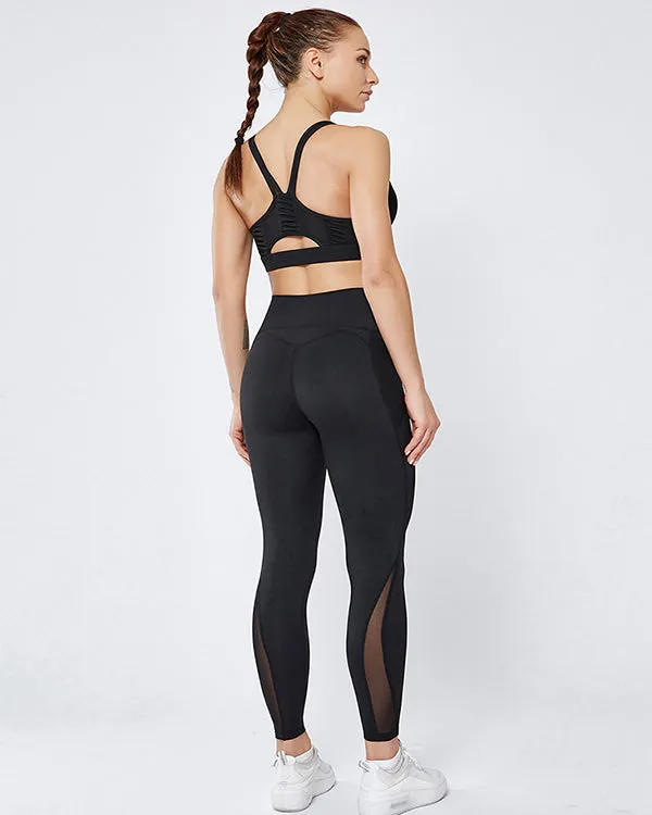 Mesh Side Pockets High Waisted Leggings