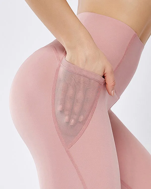 Mesh Side Pockets High Waisted Leggings