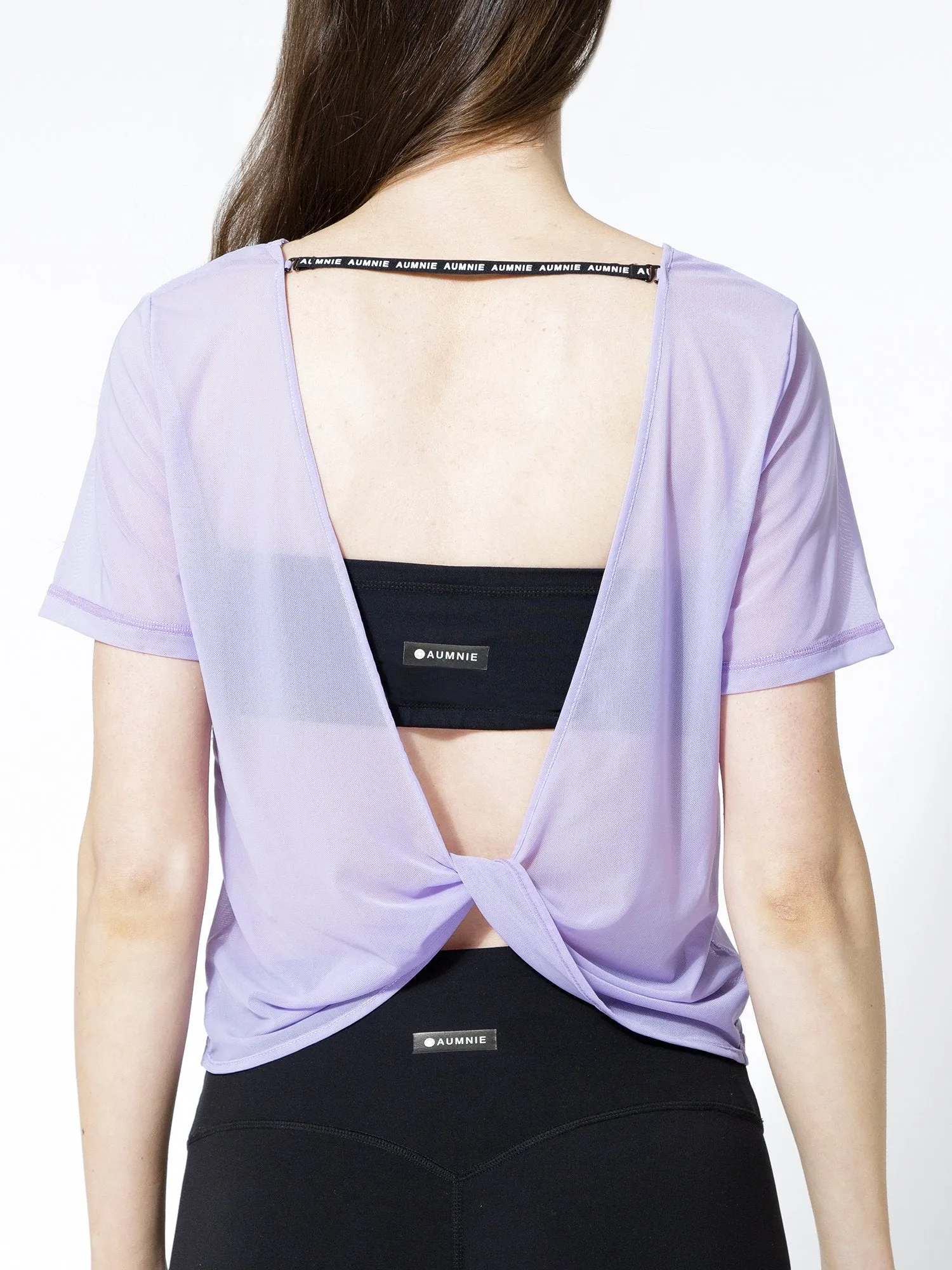MESH TWIST TEE, PURPLE MESH