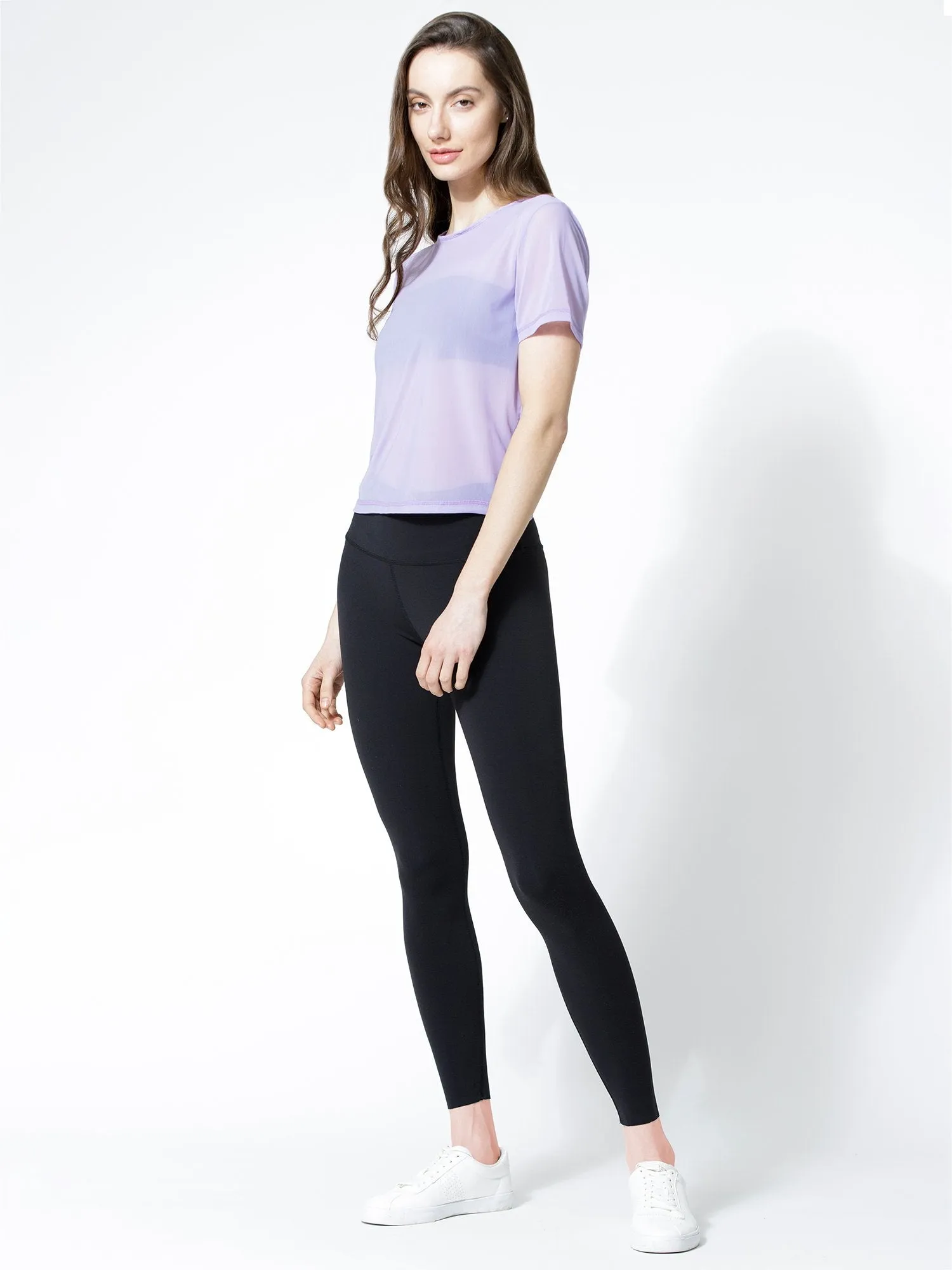 MESH TWIST TEE, PURPLE MESH