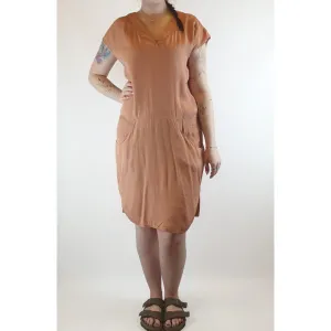 Mesop peach silky feel dress with cap sleeves size 12