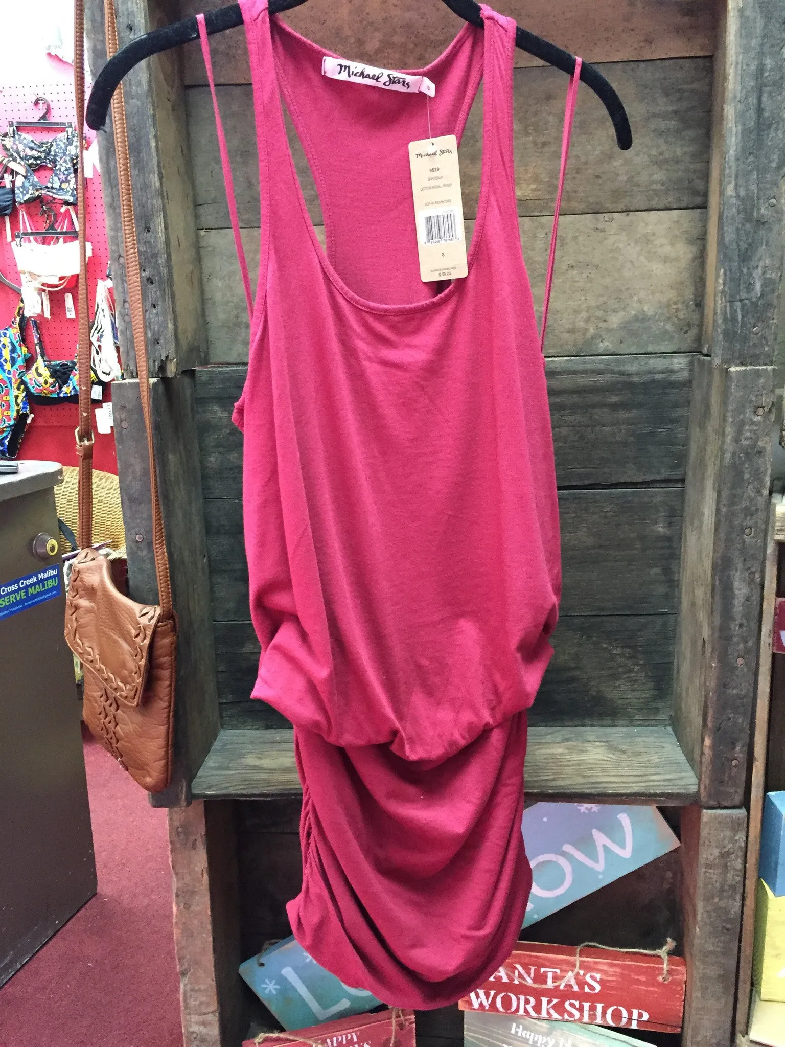 Michael Stars Scoop Neck Racerback Shirred Dress