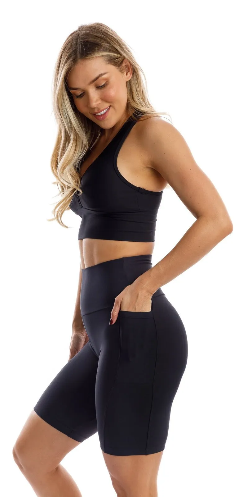 Midnight Eco Biker Shorts with Pockets