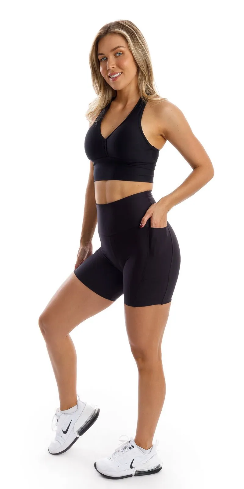 Midnight Eco Midi Shorts with Pockets