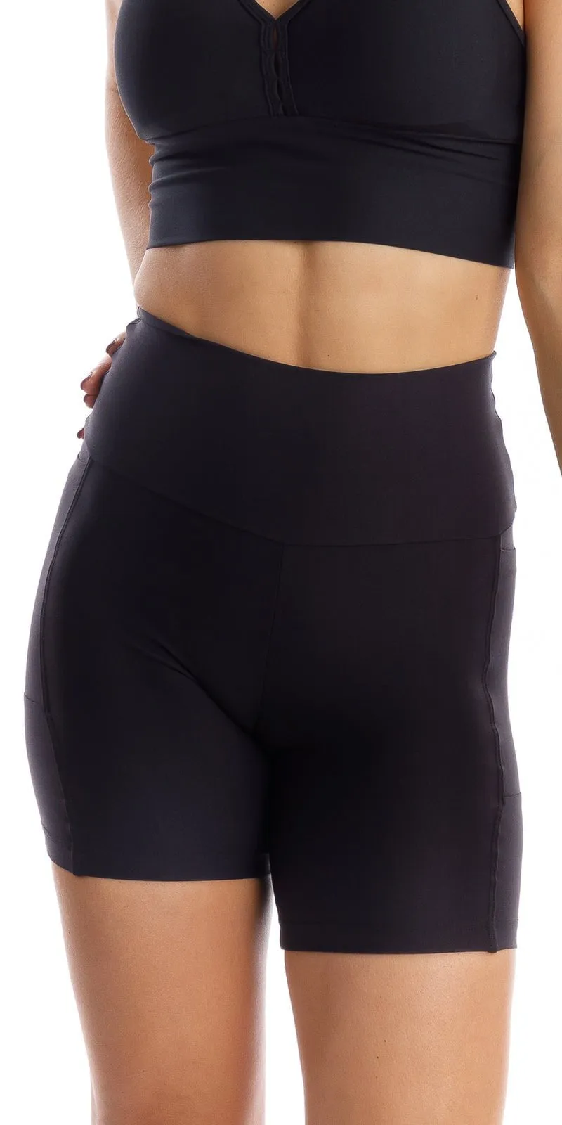 Midnight Eco Midi Shorts with Pockets