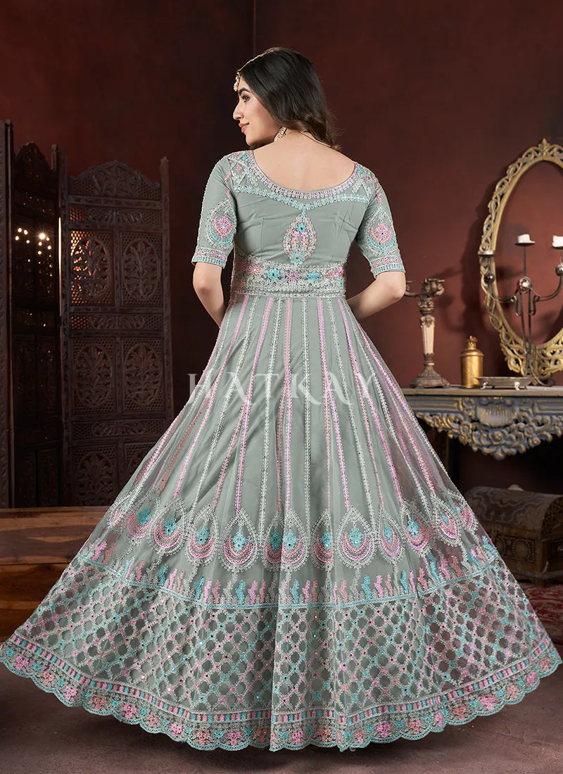 Mint Green Multi Embroidery Anarkali