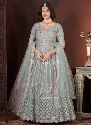 Mint Green Multi Embroidery Anarkali