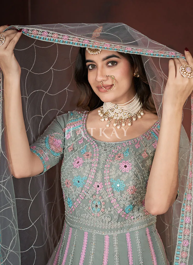 Mint Green Multi Embroidery Anarkali