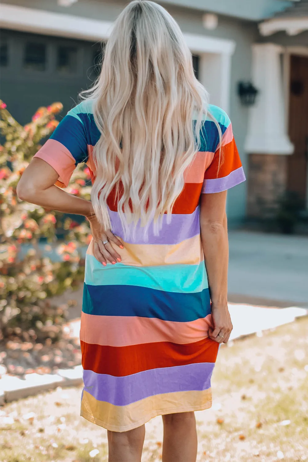 Multicolor Family Matching Letter Printed Color Block Mini Dress