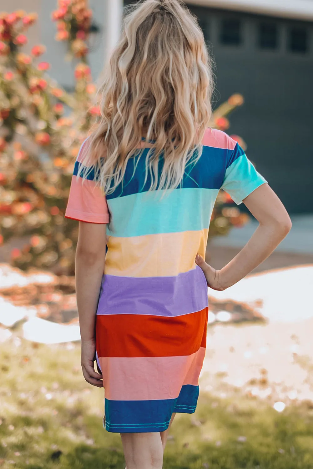 Multicolor Family Matching Letter Printed Color Block Mini Dress