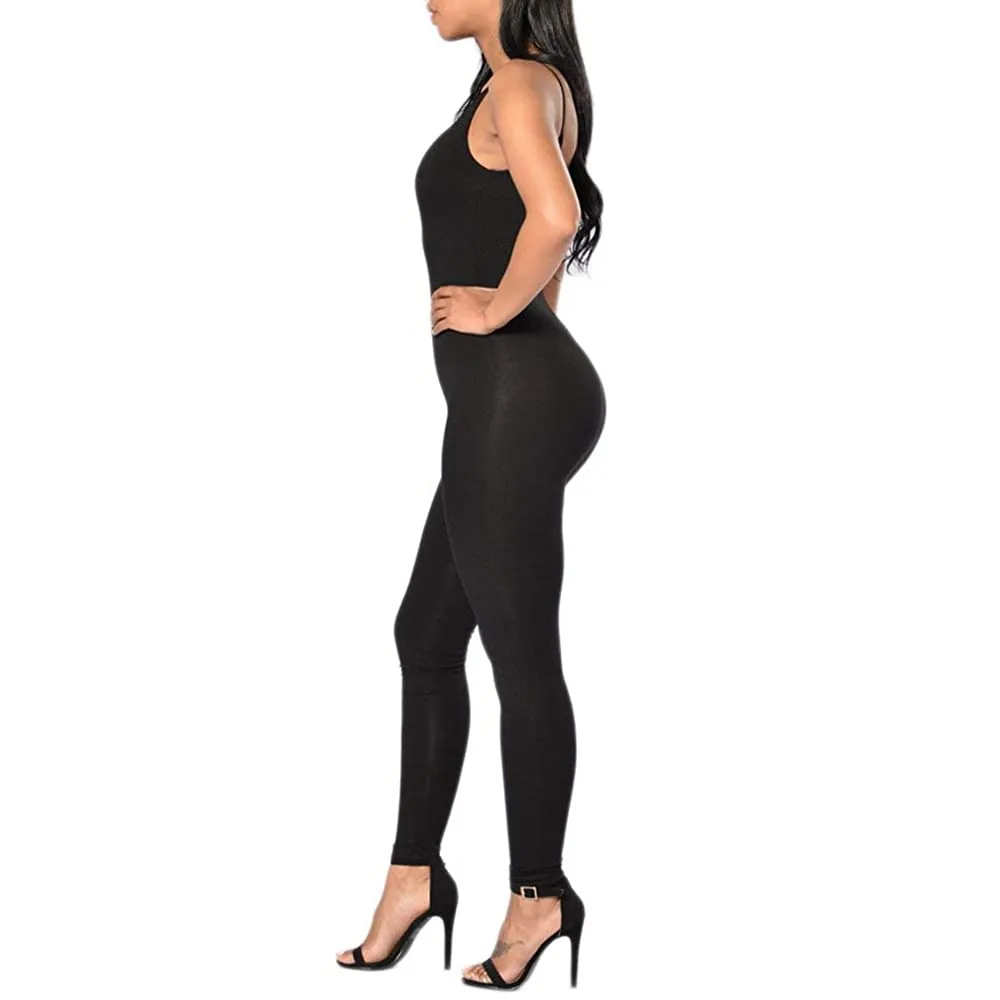 New with tags! Amilia Womens Spaghetti Strap Bodycon Tank One Piece Jumpsuit Romper, Black, Sz XL!