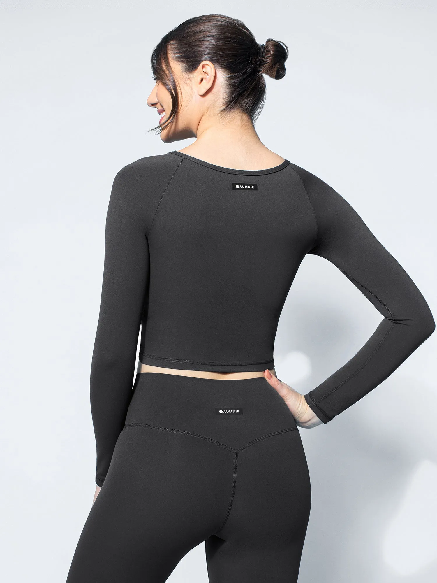 NUDE FRONT WRAP LONG SLEEVE TEE, LIMESTONE