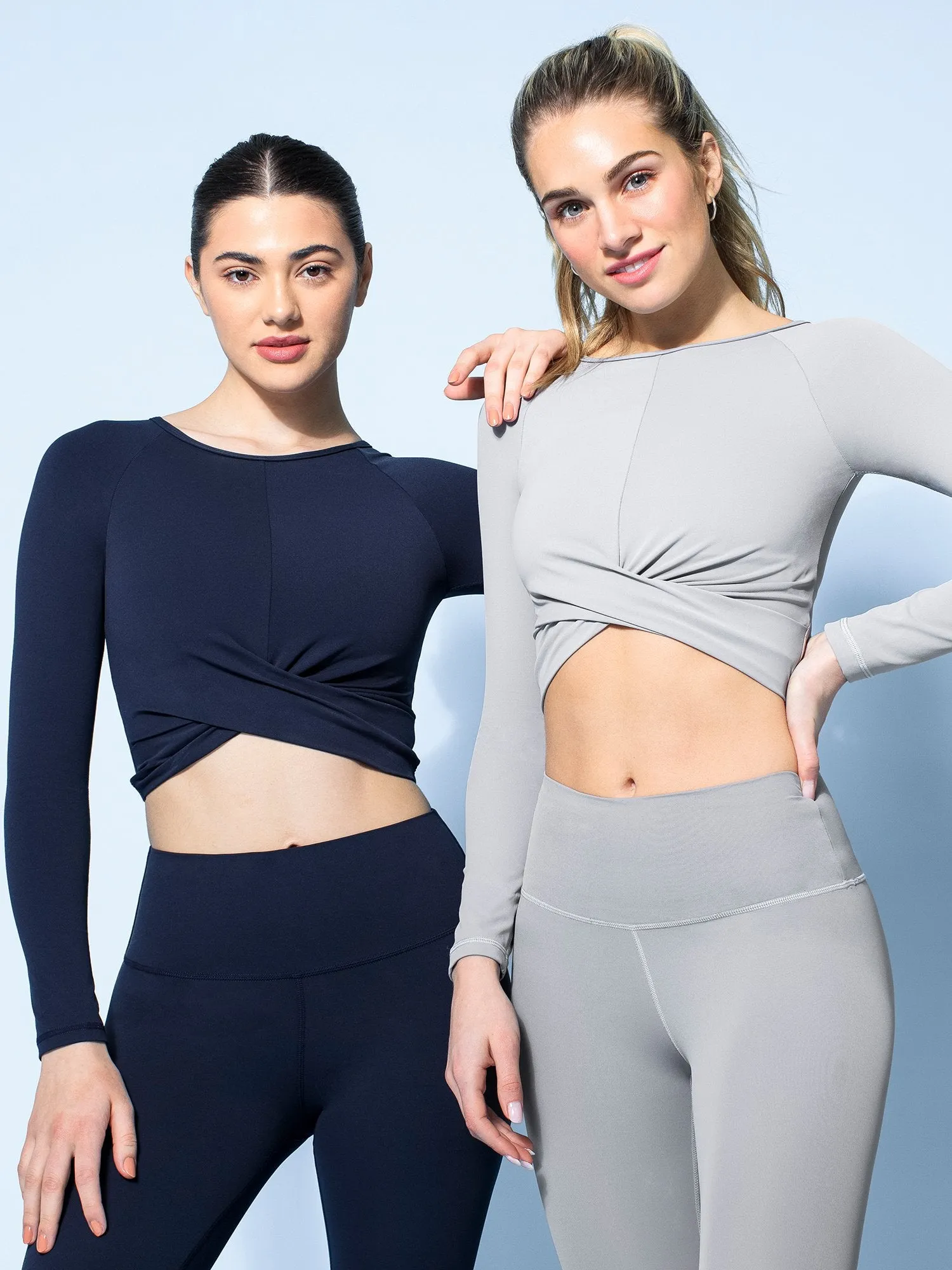 NUDE FRONT WRAP LONG SLEEVE TEE, LUNAR GREY