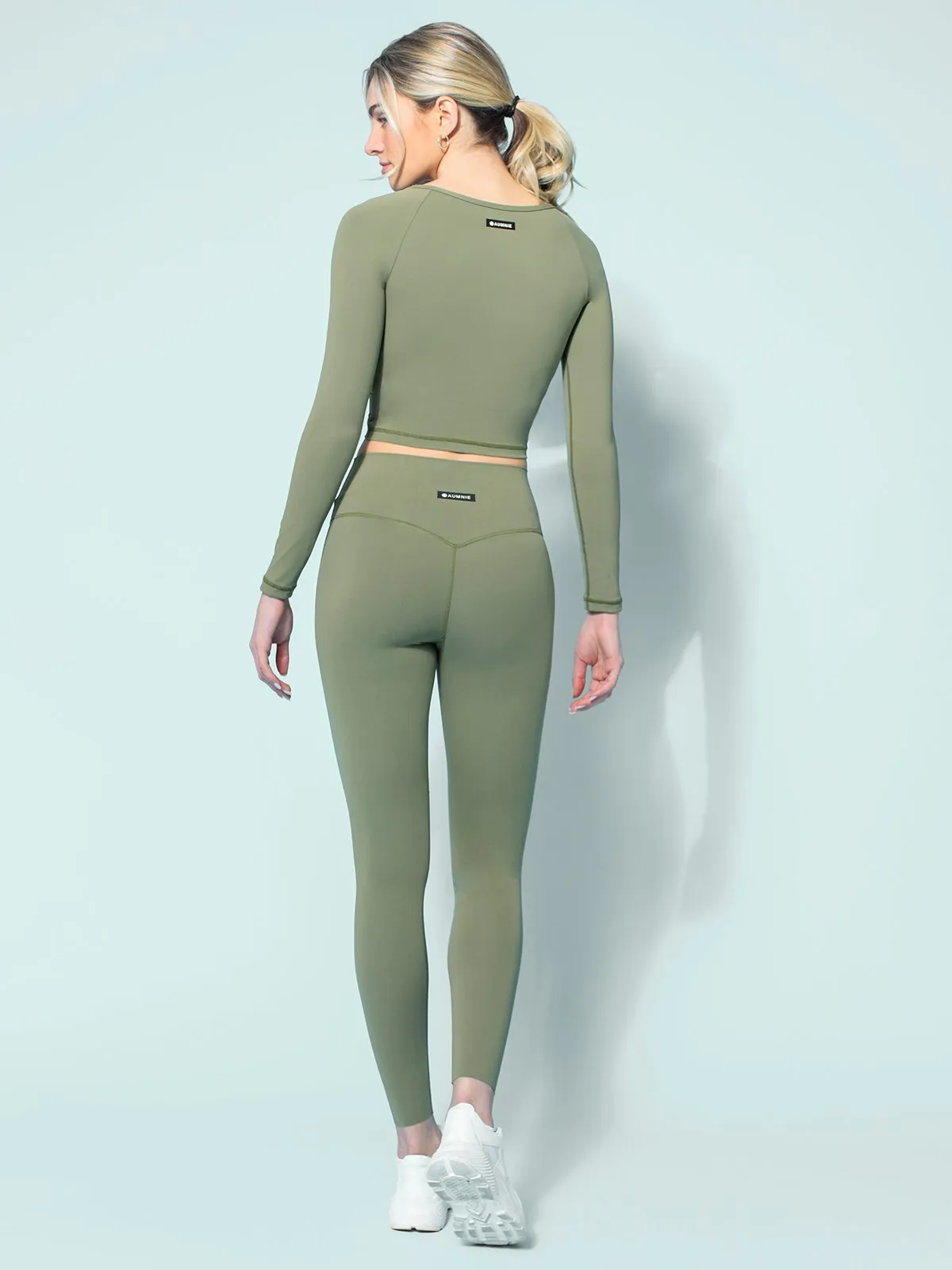 NUDE FRONT WRAP LONG SLEEVE TEE, SAGE
