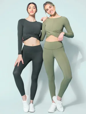 NUDE FRONT WRAP LONG SLEEVE TEE, SAGE