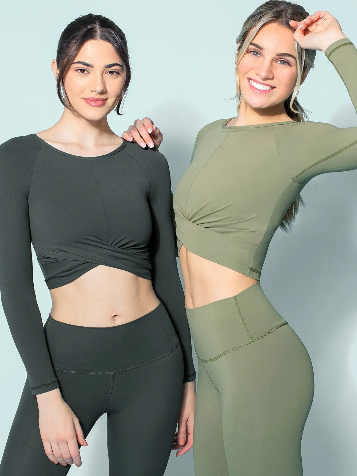 NUDE FRONT WRAP LONG SLEEVE TEE, SAGE