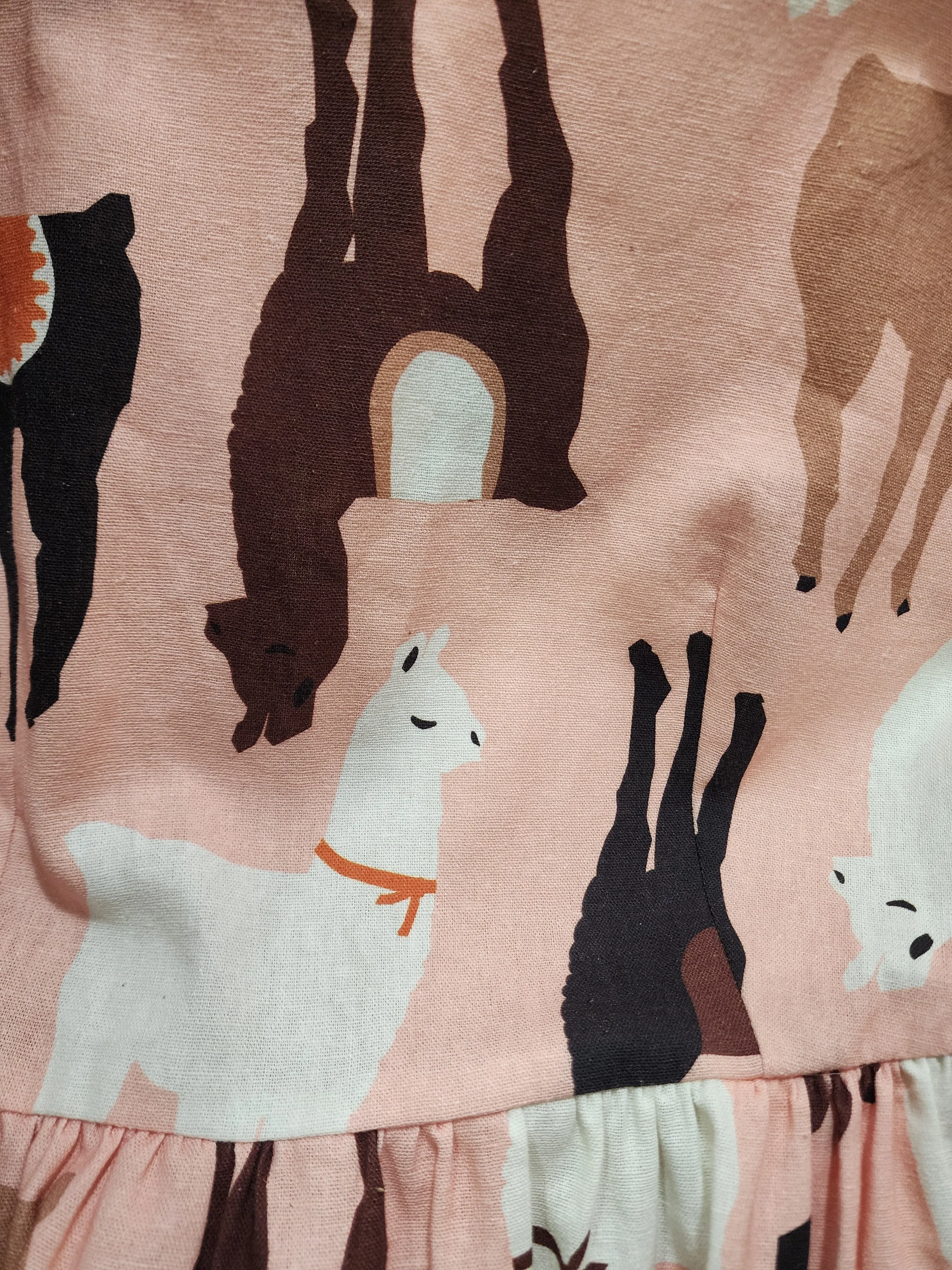 Obus pink linen llama dress size 1 / 8